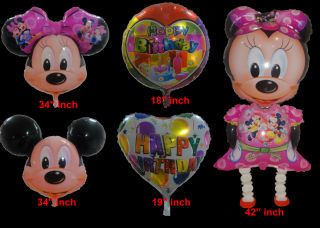 5pcs Mickey Minnie Mouse Happy Birthday Party Walking Foil Balloons Set Free Shi