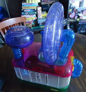 Hamster Cage Super Pet Critter Trail w Large Purple Wheel Tower Bedroom
