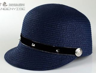 Fashion Womens Girl Rivets Straw Derby Cap Bucket Hat Summer Beach Sun Hat