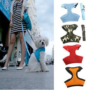 Soft Pet Dog Puppy Cat Leash Vest Adjustable Mesh Breathe Harness Braces Clothes