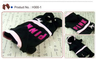 Dog Cat Clothes Hoodie All in One Suits Fleece Jersey Pink Embroidered H300