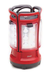 Red Coleman Quad Rechargeable Portable LED Lantern Lights 4 Way 8 D Battery Batt