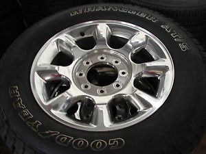 4 20" Ford F 250 350 SD 8 Spoke Polished Wheels Rims Goodyear Tires