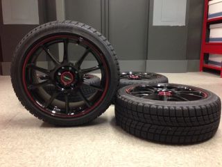 Mini Cooper Wheels Tires Winter Used Konig Wheels Black w Red Stripe Set of Four