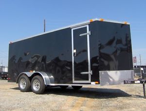 7x16 Enclosed ATV Cargo Motorcycle Trailer Black New