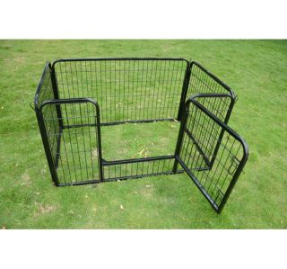 Portable Exercise Pet Dog Playpen Fence Yard Pen 4 Panel Little Animal Black