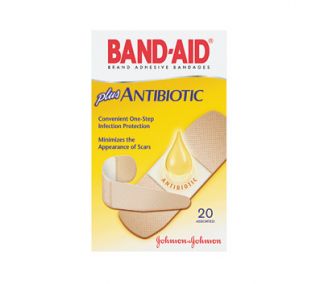 BAND AID Antibiotic Adhesive Bandages, Assorted Sizes, 20/Box