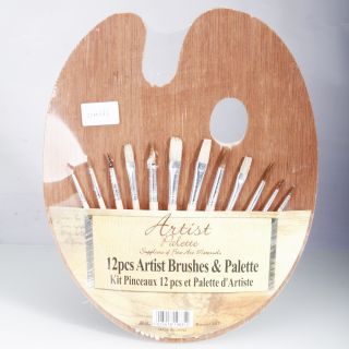 New Artist Brush Set with Wood Palette for Watercolour Oil Painting Gouache