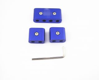 3 x Blue Billet Engine Spark Plug Wire Separators Clamp with Key Wrench Tool Kit