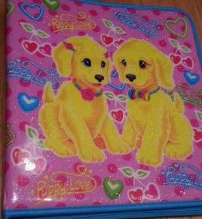 Lisa Frank 1990's Puppy Love Zippered Hearts Binder with Pockets
