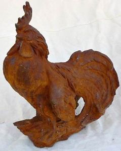 Cast Wrought Iron Animal Rooster Statue Figurine Decor Home Garden Patio Yard