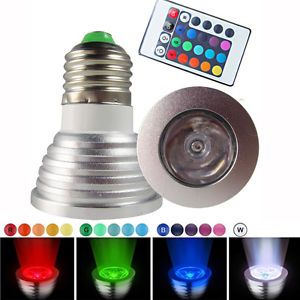 3W RGB E27 LED Bulb Indoor Lamp Spot Light 16 Color Changing IR Remote Control