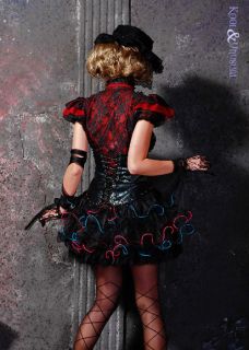 Black Red Short Sleeved Victorian Blouse with Ruffles RQBL Gothic Steampunk