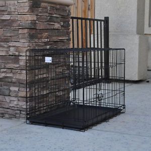 Champion 48" Portable Folding Dog Pet Crate Cage Kennel 3 Door ABS Tray Divider