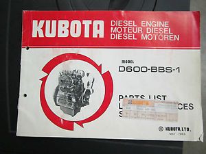 Kubota D600 Diesel Engine Parts Book