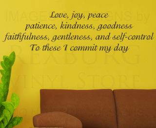 Wall Decal Quote Sticker Vinyl Large Love Joy Peace Patience God Religious R39