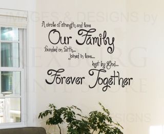 Wall Decal Sticker Quote Vinyl Circle of Strength and Love Forever Family IN53