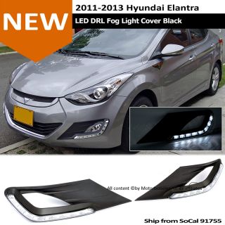 For 11 13 Hyundai Elantra Front Bumper Fog Light Cover LED Daytime Running Lamp