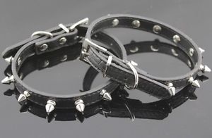 Neck 8'' 11" Black Leather Spiked Studded Small Dog Cat Collars Puppy Pet Collar