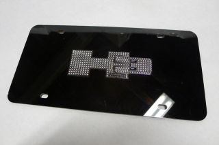 Hummer H3 Black License Plate Tag Chrome Swarovski Iced Out Crystal Emblems