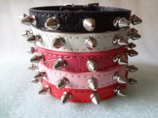 PU Leather Spiked Studded Dog Puppy Collars Small Dog Collars Pink Black Red