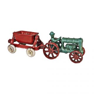 Fordson with Bucket Spill Wagon Antique Replica Cast Iron Farm Toy Tractor