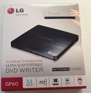 Brand New LG GP60 Ultra Slim Portable DVD Writer Windows Mac Compatible