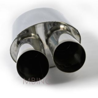 Catback Tail Polished Chrome Muffler Double Dual Tip N1 Style 2 5 in 3 Out Typer