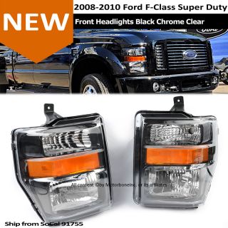 08 10 Ford F Series Conversion Headlight Replacement Black Chrome Amber Clear