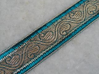 1 Yard Metallic Green Jacquard Trim Pasley Style Ribbion Saree Border Lace
