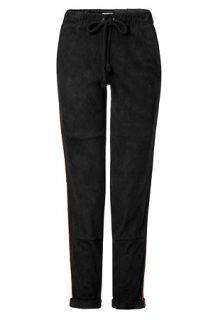 Black Suede Drawstring Pants by LAGENCE