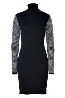 Black/Silver Wool Silk Blend Knit Dress von VERSACE  Luxuriöse