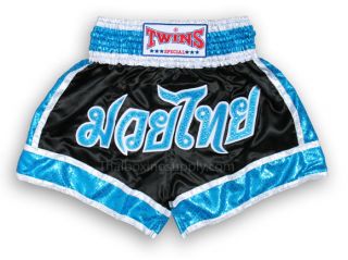 Boxing Shorts Twins Special Muay Thai Boxing TBS 04 Satin Blue Glitter