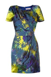 Multi Color Printed Drape Shoulder Dress by MATTHEW WILLIAMSON