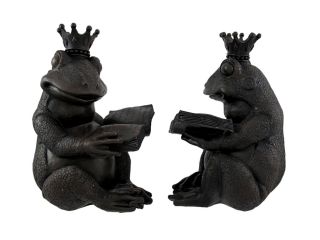 Reading Frog Prince Bookends Antiqued Bronze Finish
