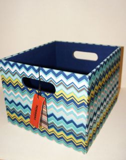 Missoni for Target Zig Zag Media Storage Box Milk Crate Bin Cube Blue Chevron