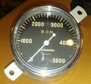 Vintage Stewart Warner Curved Glass RPM Gauge 5000 RPM Tach Tachometer