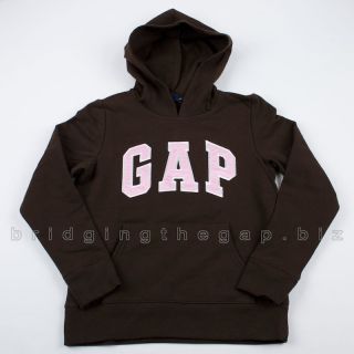 Gap Kids Girls Logo Hoodie Sweatshirt Brown Pink Satin Large 10