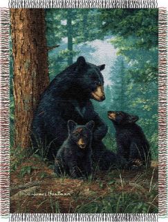 Hautman Brothers 'Black Bear Cubs' 48" x 60" Tapestry Wall Hanging Throw Blanket