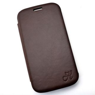 Genuine Leather Handmade Flip Cover Case for Samsung Galaxy S3 s III Dark Brown