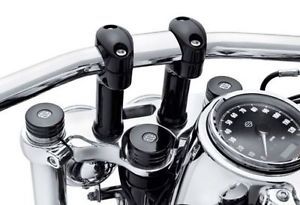 Harley Davidson Upper Fork Nut Covers Gloss Black 45800015 '06 Later Dyna FXD