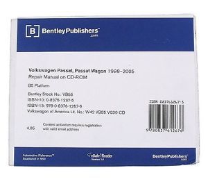 Volkswagen Passat 98 05 DVD ROM Repair Service Manual Bentley VW 805 4005