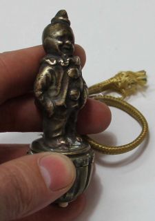 Nice Old Funny Baby Clown Bronze Small Push Bell Call Ringer