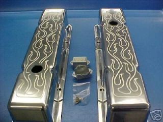 1958 1986 Small Block Chevy Tall Flame Aluminum Valve Covers SBC Chevrolet