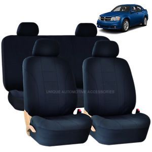Dodge RAM Journey Solid Black Semi Custom Double Stitch Seat Covers 8PC Set