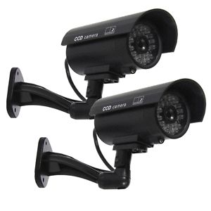 2X Flashing Light Dummy Security Camera Fake Infrared LED Surveillance Bullet