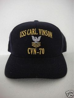 Navy USS Carl Vinson CVN 70 First 1st Class Gold Chevron Ball Cap Hat