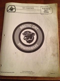 Vintage Original 1971 Arctic Cat 1971 Panther Parts Manual Shop Used 1975 Print
