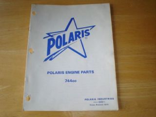 Polaris Snowmobile 744cc Engine Parts Manual Vintage