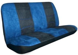 Blue Black Eye Catching Car Truck Faux Suede Rear Bench Seat Covers